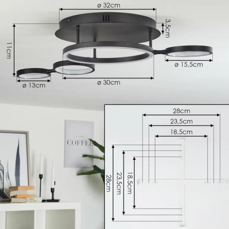 Plafonnier Carrisito LED Noir, 1 lumière
