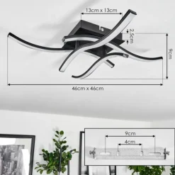 Plafonnier Casais LED Noir, 4 lumières