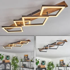 Plafonnier Cascada LED Brun, Couleur bois, Noir, 1 lumière