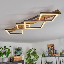 Plafonnier Cascada LED Brun, Couleur bois, Noir, 1 lumière