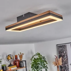 Plafonnier Cascada LED Brun, Couleur bois, Noir, 1 lumière
