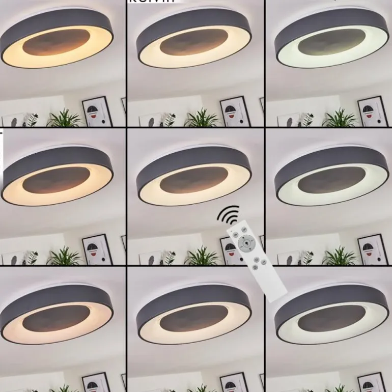 Plafonnier Casina LED Anthracite, Blanc, 1 lumière, Télécommandes