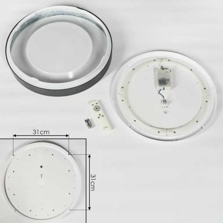 Plafonnier Casina LED Anthracite, Blanc, 1 lumière, Télécommandes