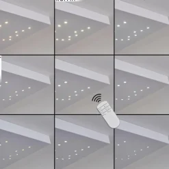 Plafonnier Cetara LED Gris, 1 lumière, Télécommandes, Changeur de couleurs