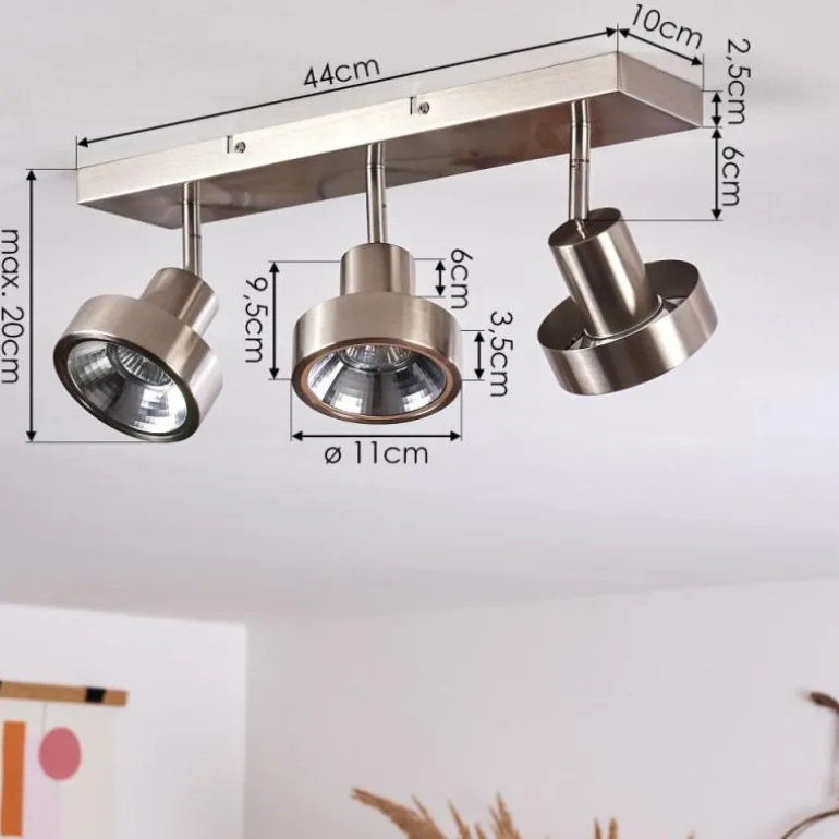 Plafonnier Chagres Nickel mat, 3 lumières