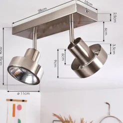 Plafonnier Chagres Nickel mat, 2 lumières