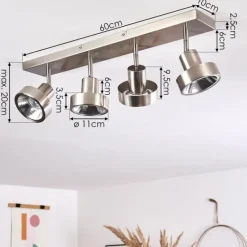 Plafonnier Chagres Nickel mat, 4 lumières