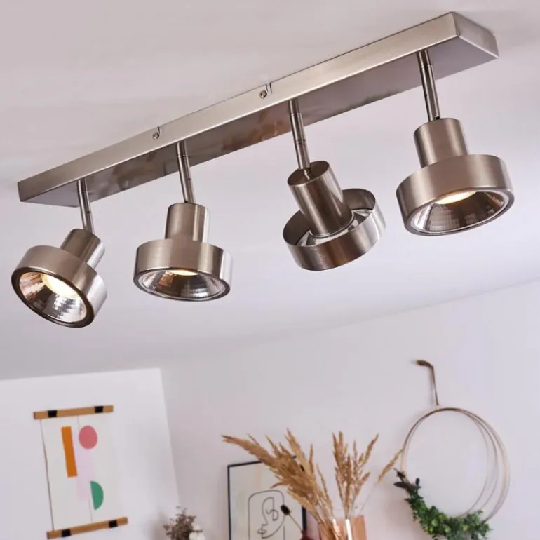 Plafonnier Chagres Nickel mat, 4 lumières