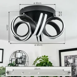 Plafonnier Chapotia LED Noir, 1 lumière