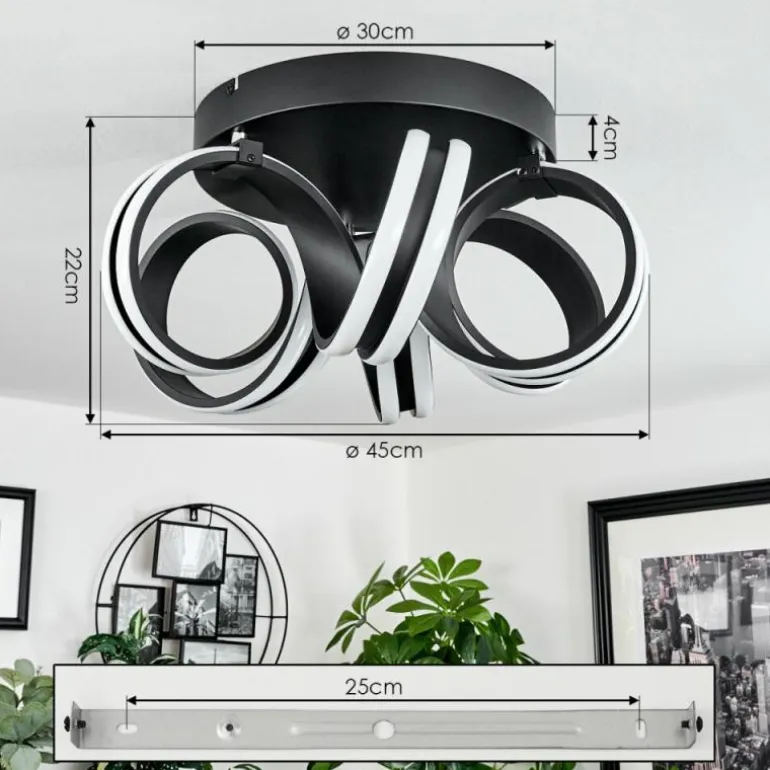 Plafonnier Chapotia LED Noir, 1 lumière
