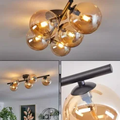 Plafonnier Chehalis Ambre, 5 lumières
