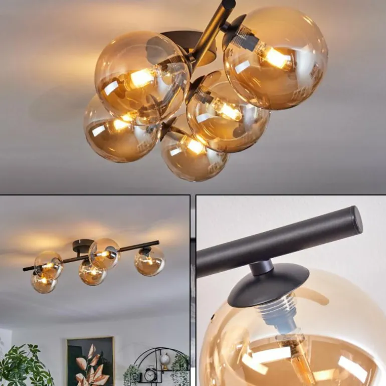 Plafonnier Chehalis Ambre, 5 lumières