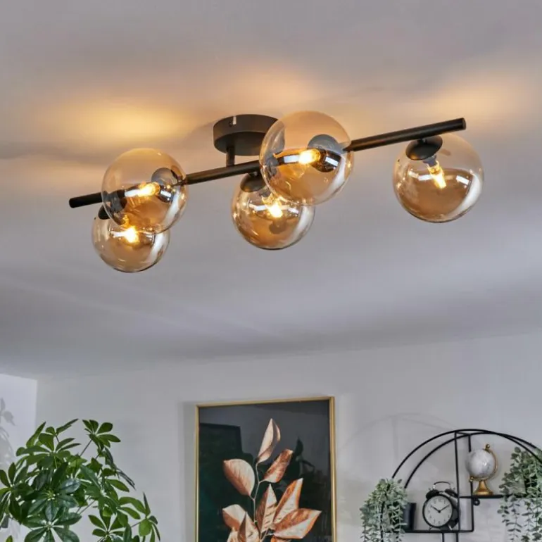 Plafonnier Chehalis Ambre, 5 lumières