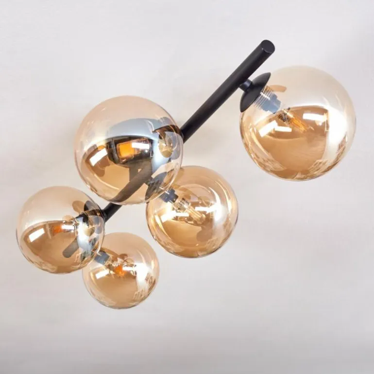 Plafonnier Chehalis Ambre, 5 lumières