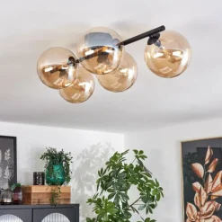 Plafonnier Chehalis Ambre, 5 lumières