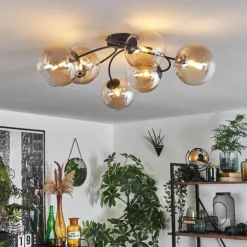 Plafonnier Chehalis Ambre, Clair, 6 lumières