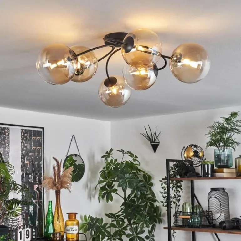 Plafonnier Chehalis Ambre, Clair, 6 lumières