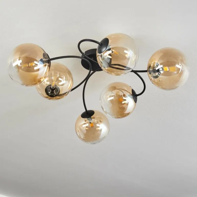 Plafonnier Chehalis Ambre, Clair, 6 lumières