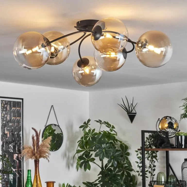 Plafonnier Chehalis Ambre, Clair, 6 lumières
