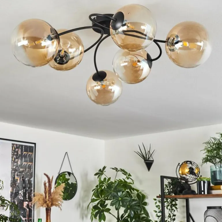 Plafonnier Chehalis Ambre, Clair, 6 lumières