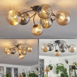 Plafonnier Chehalis Ambre, Fumé, 6 lumières