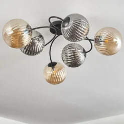 Plafonnier Chehalis Ambre, Fumé, 6 lumières