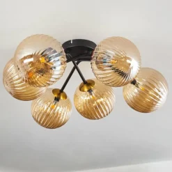 Plafonnier Chehalis Ambre, 6 lumières