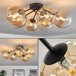 Plafonnier Chehalis Ambre, Clair, 6 lumières