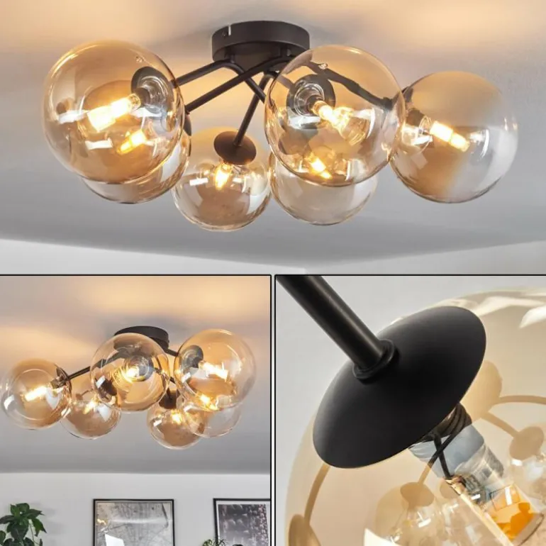 Plafonnier Chehalis Ambre, Clair, 6 lumières