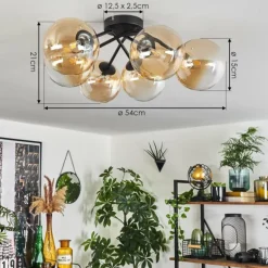 Plafonnier Chehalis Ambre, Clair, 6 lumières