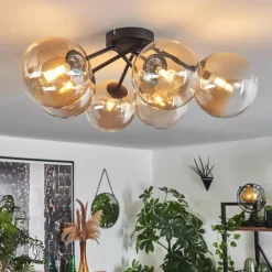Plafonnier Chehalis Ambre, Clair, 6 lumières