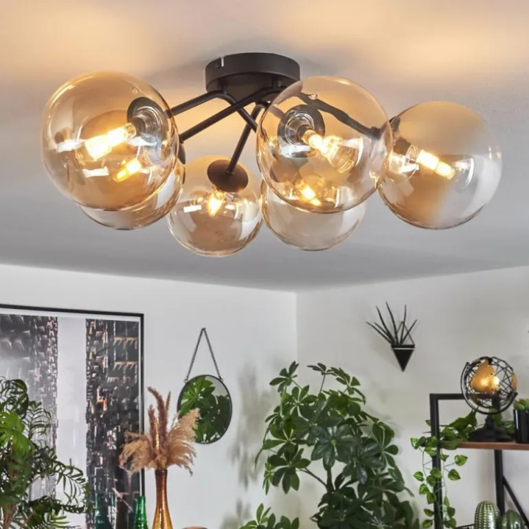 Plafonnier Chehalis Ambre, Clair, 6 lumières