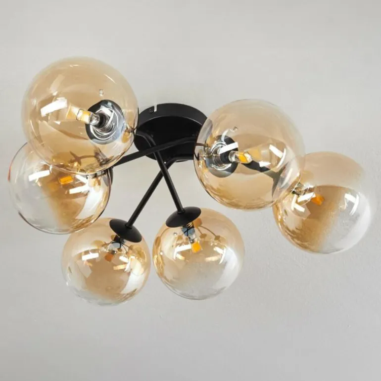 Plafonnier Chehalis Ambre, Clair, 6 lumières