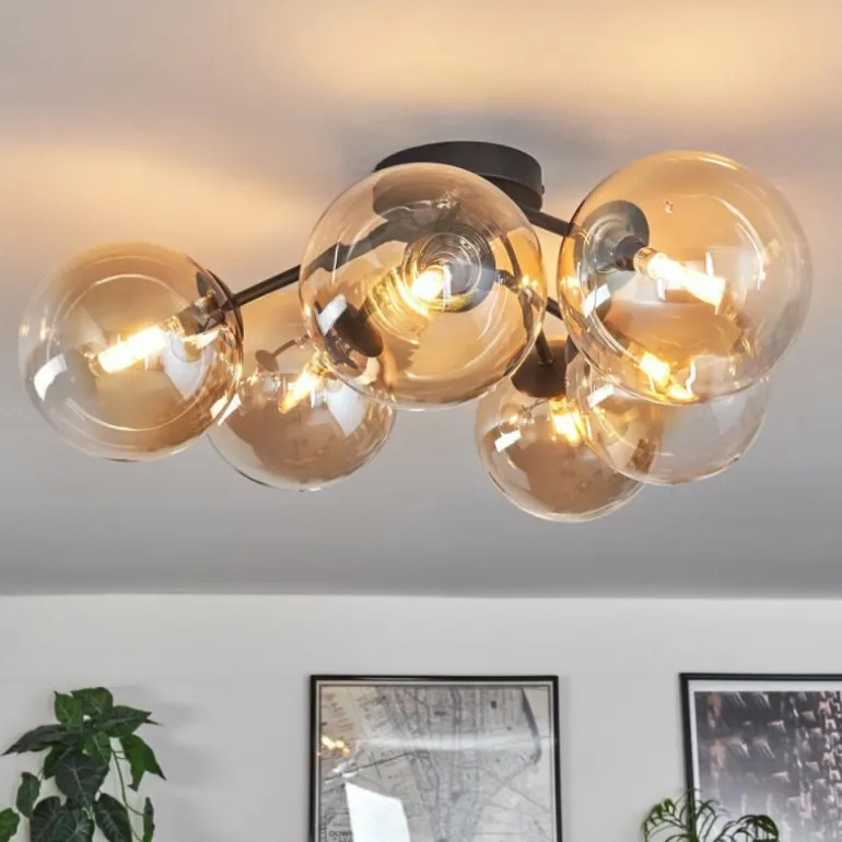 Plafonnier Chehalis Ambre, Clair, 6 lumières