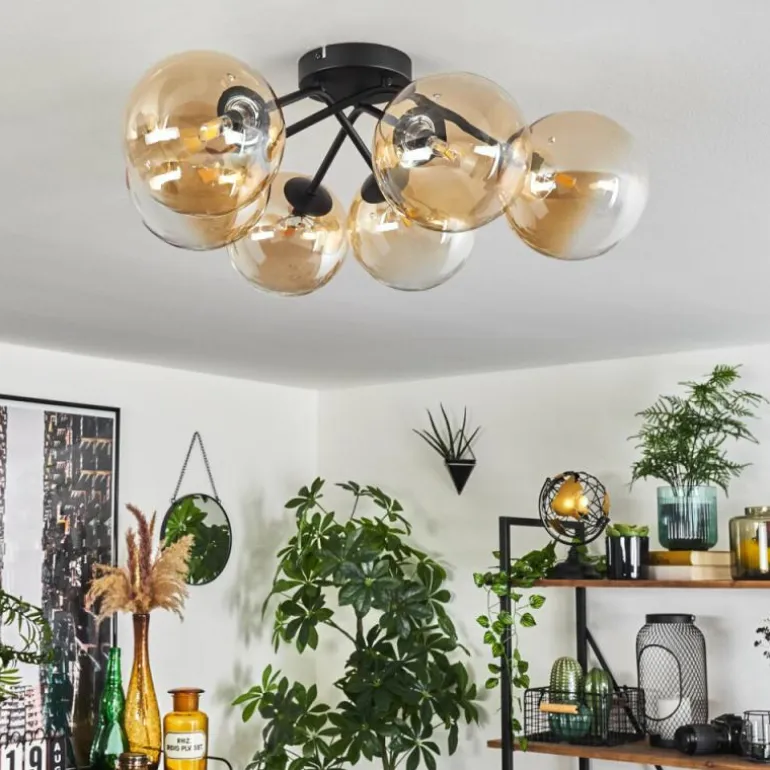 Plafonnier Chehalis Ambre, Clair, 6 lumières