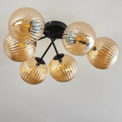 Plafonnier Chehalis Ambre, 6 lumières
