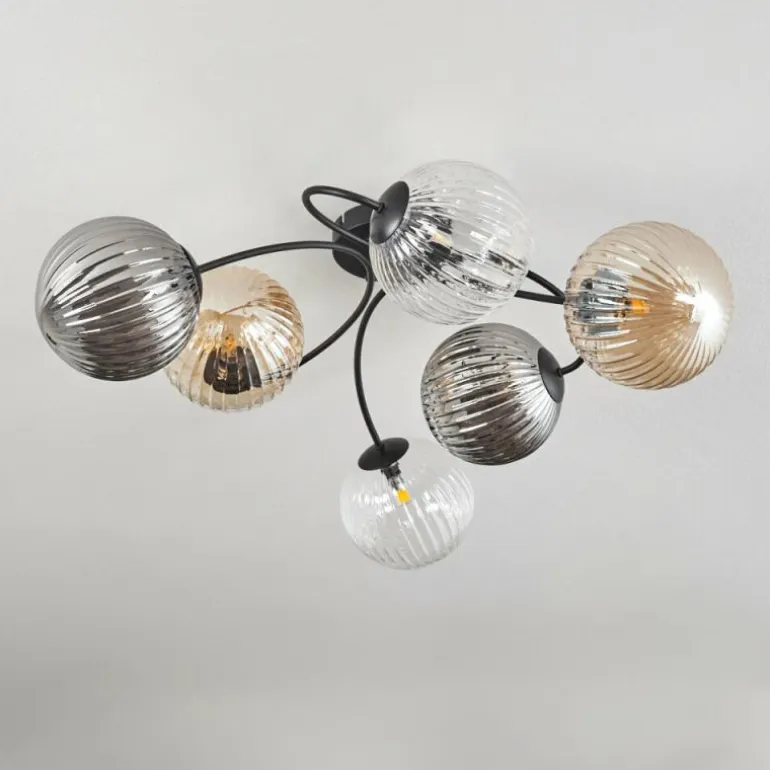 Plafonnier Chehalis Ambre, Clair, Fumé, 6 lumières