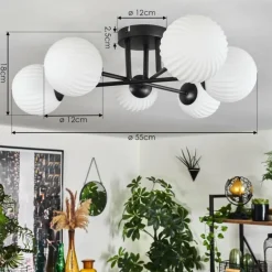 Plafonnier Chehalis Blanc, 6 lumières