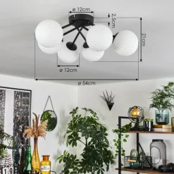 Plafonnier Chehalis Blanc, 6 lumières