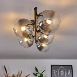 Plafonnier Chehalis Clair, Fumé, 5 lumières