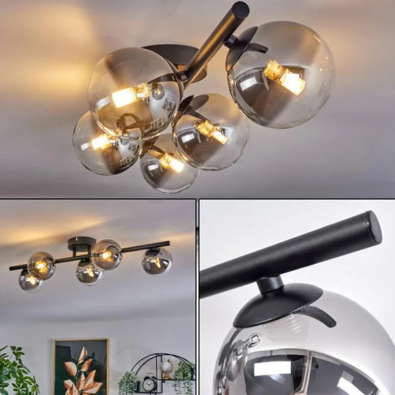 Plafonnier Chehalis Clair, Fumé, 5 lumières