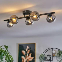 Plafonnier Chehalis Clair, Fumé, 5 lumières