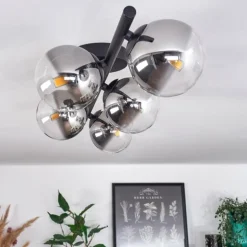 Plafonnier Chehalis Clair, Fumé, 5 lumières