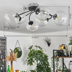 Plafonnier Chehalis Clair, 6 lumières
