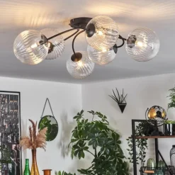 Plafonnier Chehalis Clair, 6 lumières