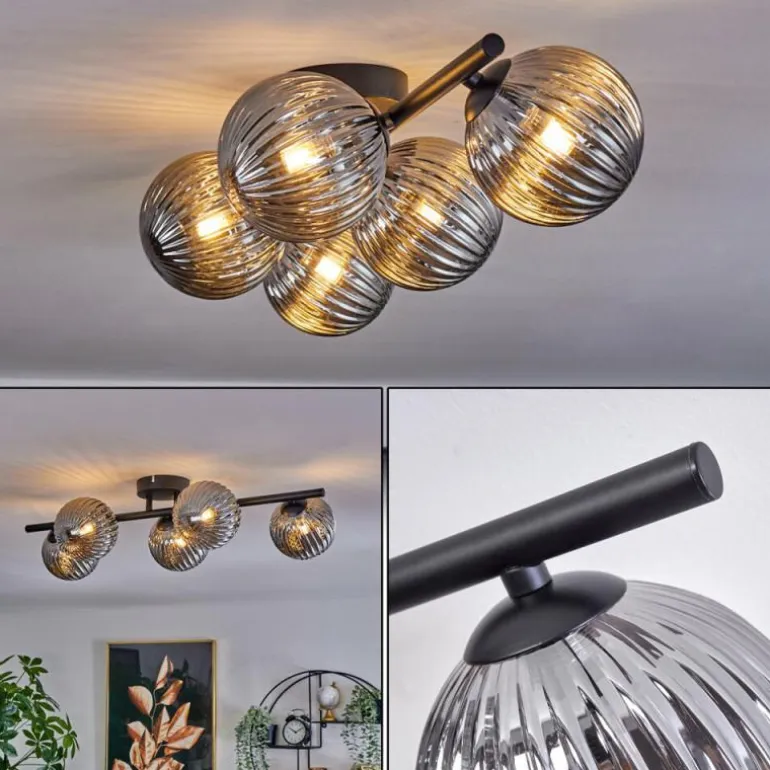 Plafonnier Chehalis Fumé, 5 lumières