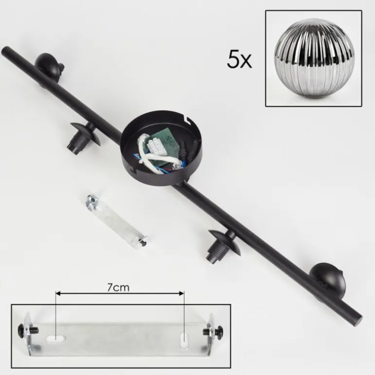 Plafonnier Chehalis Fumé, 5 lumières