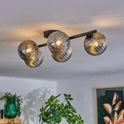 Plafonnier Chehalis Fumé, 5 lumières