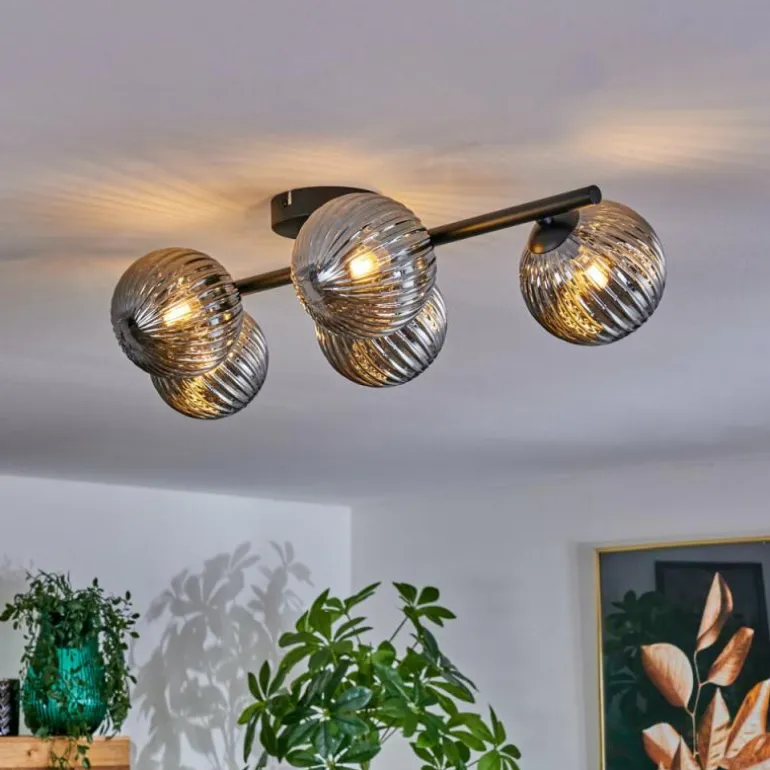 Plafonnier Chehalis Fumé, 5 lumières