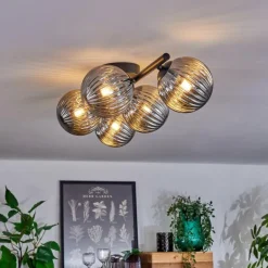 Plafonnier Chehalis Fumé, 5 lumières